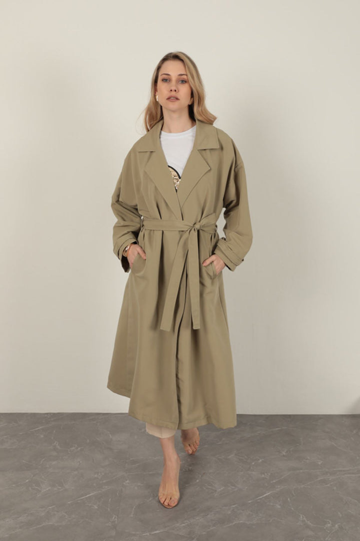 KKT Torino Fabric Women's Trench Coat-Khaki - Westland
