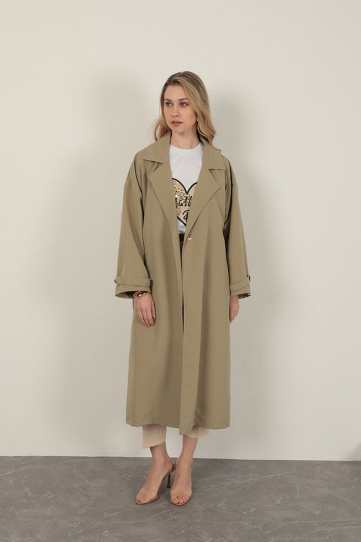 KKT Torino Fabric Women's Trench Coat-Khaki - Westland
