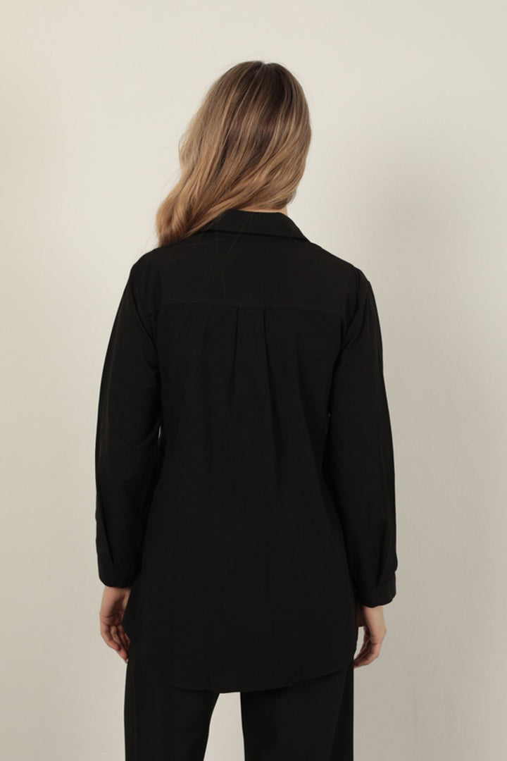 KKT Black Women's Shirt with Poplin Fabric Vest Detail - Brühl