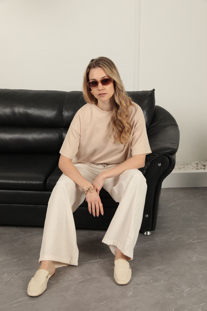 KKT Belted Cargo Pants for Women-Beige - Ascoli Piceno