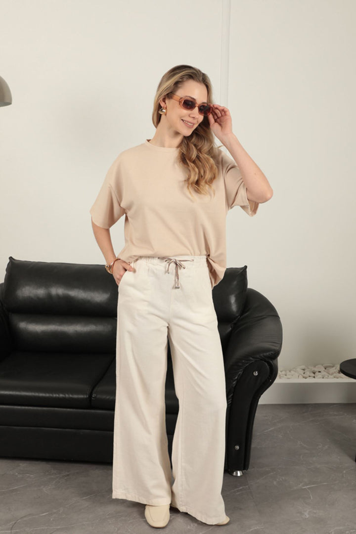 KKT Belted Cargo Pants for Women-Beige - Ascoli Piceno