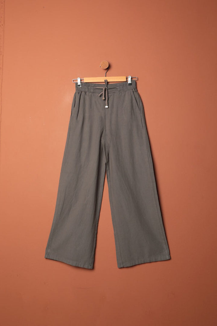 KKT Linen Fabric Women's Trousers-Anthracite - Frankfurt