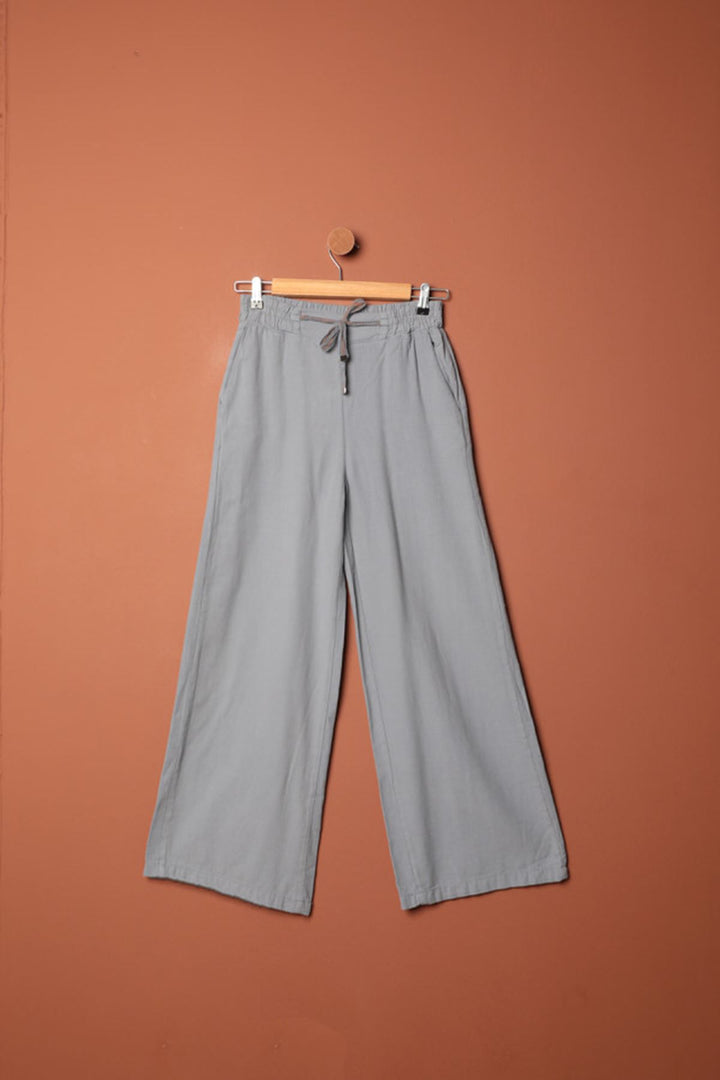 KKT Linen Fabric Women's Trousers-Grey - Littleton