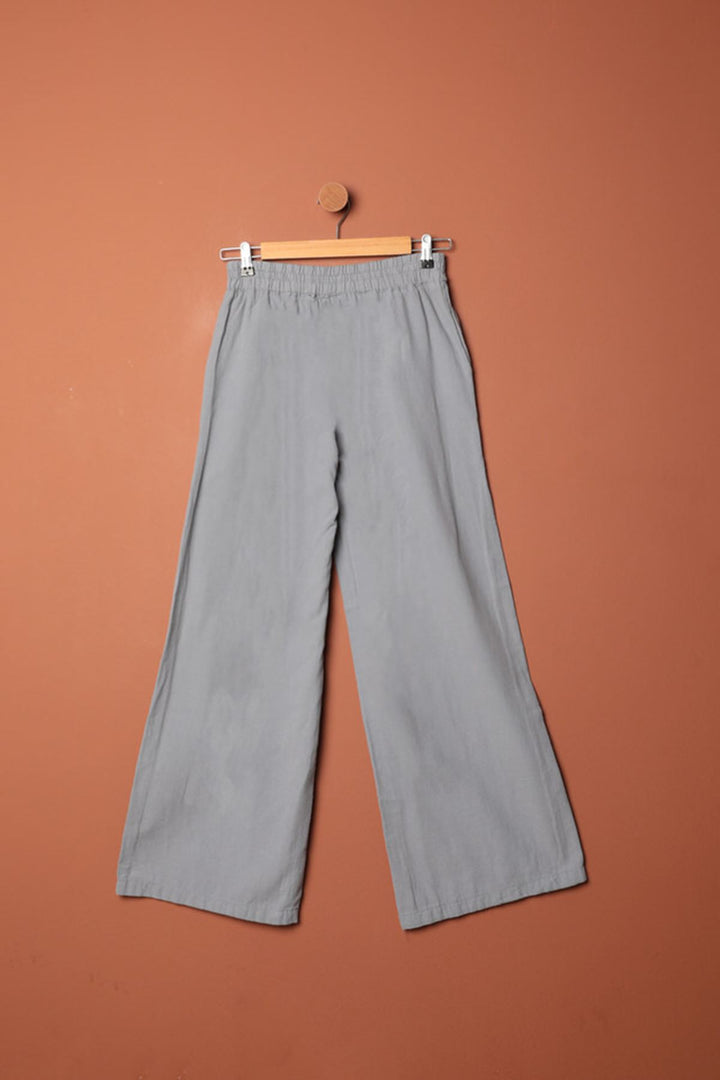 KKT Linen Fabric Women's Trousers-Grey - Littleton