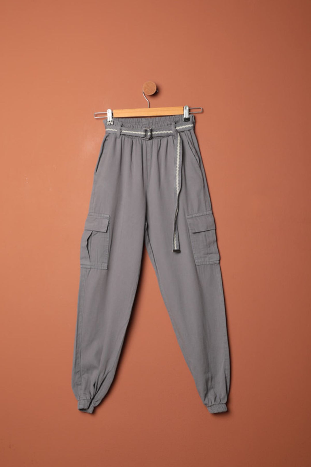 KKT Belted Cargo Pants for Women-Anthracite - Telford