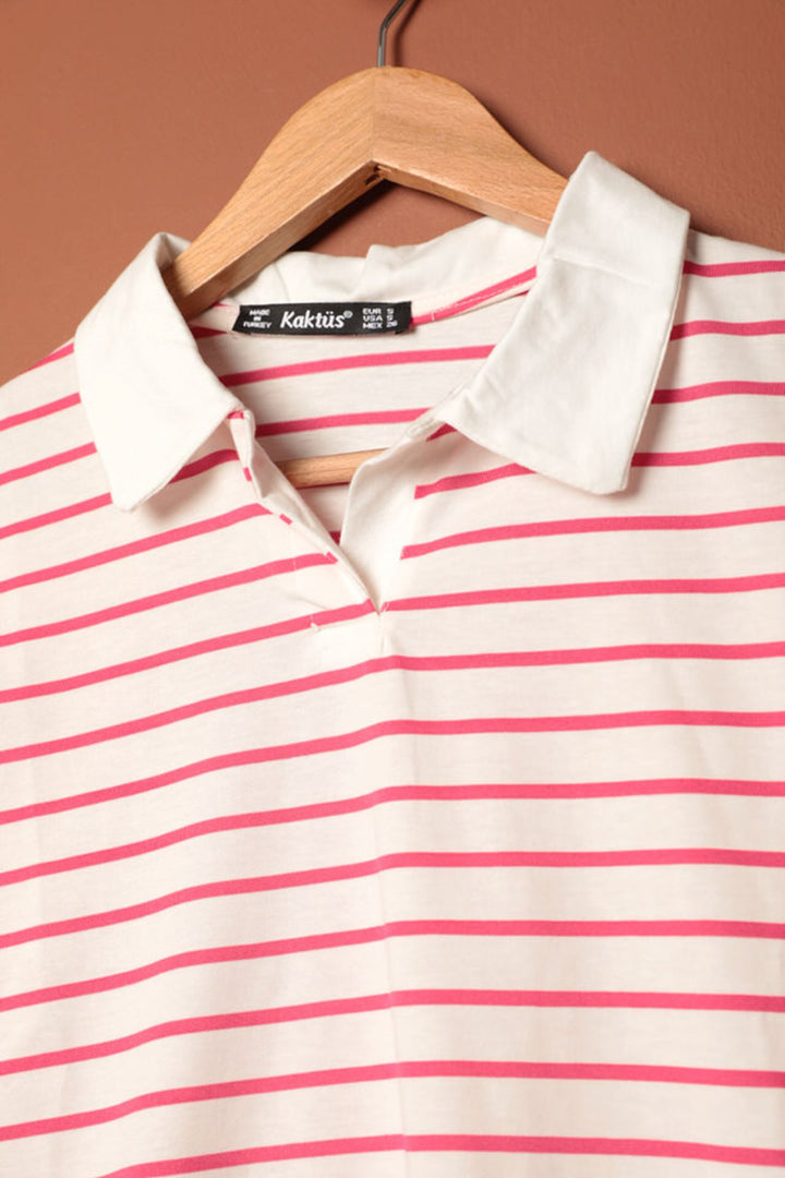KKT Striped Women's T-Shirt-Fuchsia - Villa del Carbón