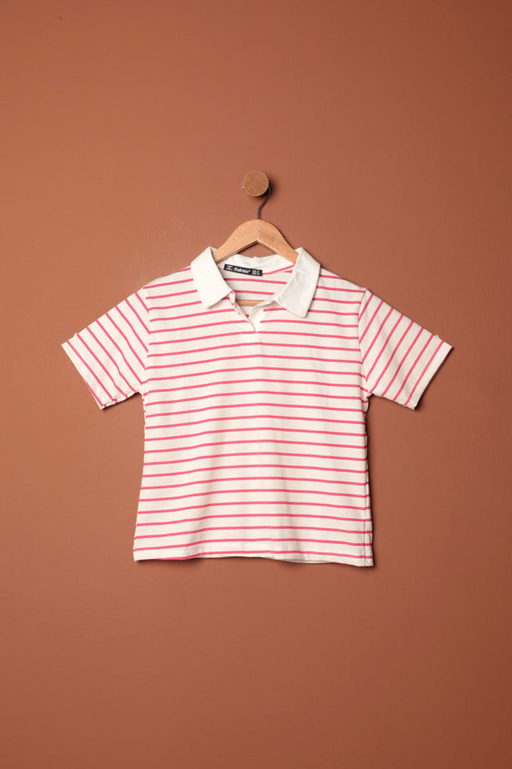 KKT Striped Women's T-Shirt-Fuchsia - Villa del Carbón