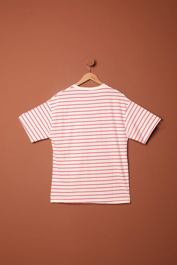 KKT Striped Crew Neck T-Shirt-Fuchsia - Sesimbra
