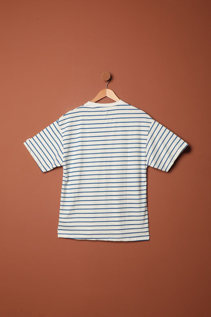 KKT Striped Crew Neck T-Shirt-Blue - Paredes