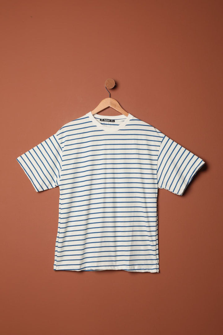 KKT Striped Crew Neck T-Shirt-Blue - Paredes