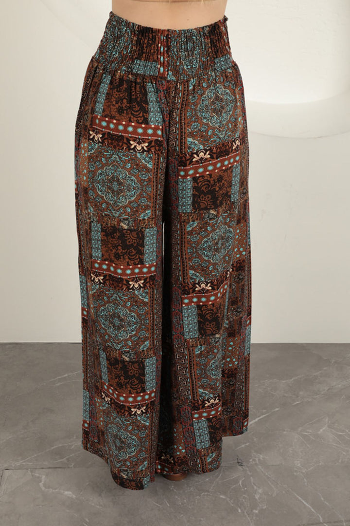 KKT Ethnic Pattern Women's Trousers-Coffee - Cosamaloapan