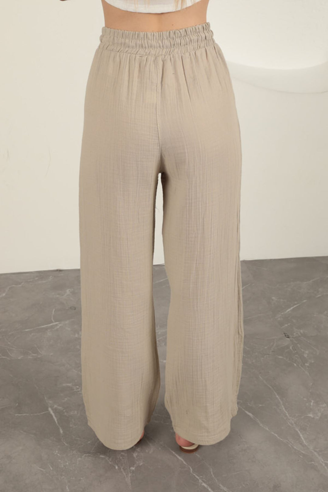 KKT Wide Leg Women's Trousers-Stone - North Charleston