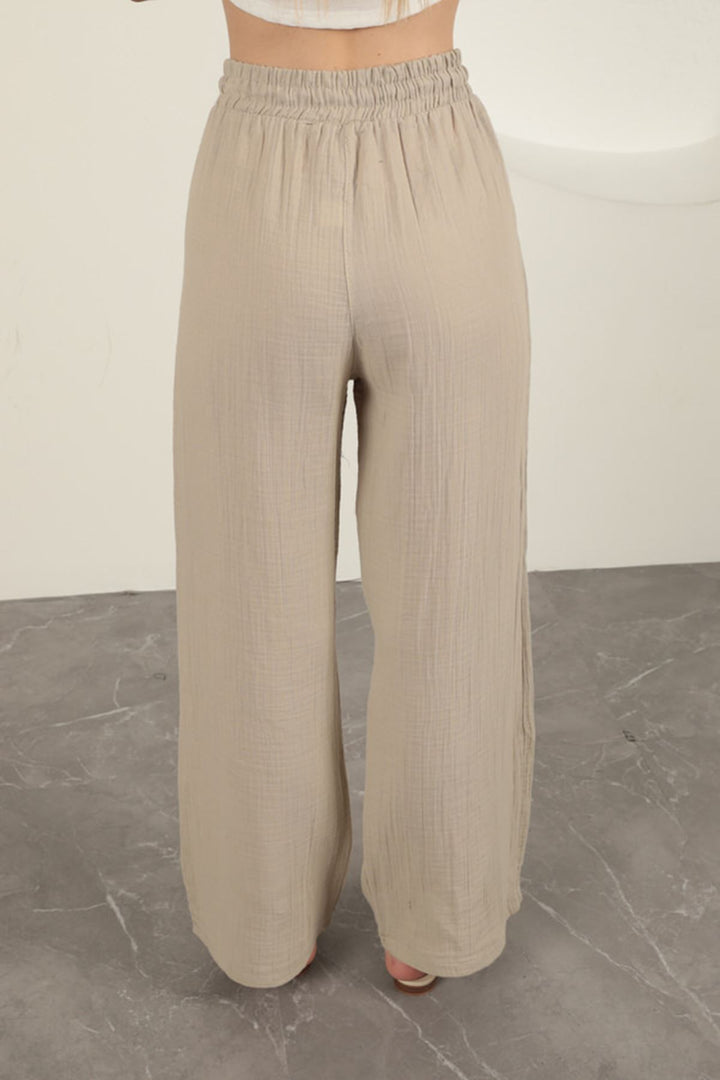 KKT Wide Leg Women's Trousers-Stone - North Charleston