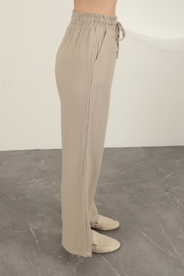 KKT Wide Leg Women's Trousers-Stone - North Charleston