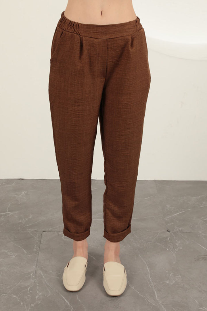 KKT Double Leg Women's Trousers-Brown - Carmel