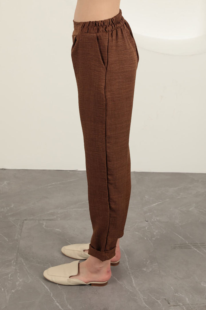 KKT Double Leg Women's Trousers-Brown - Carmel