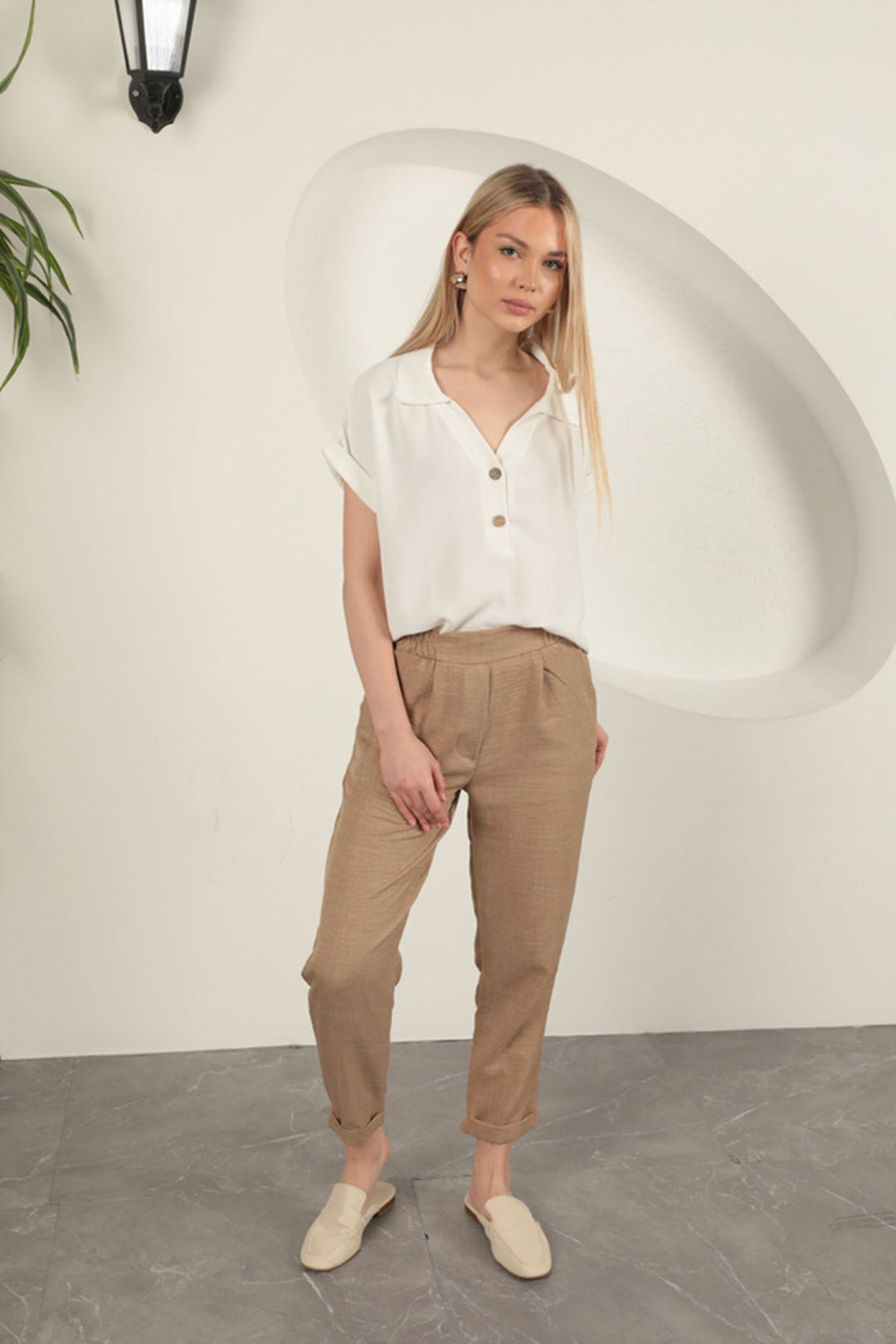 KKT Double Leg Women's Trousers-Tan - Konstanz