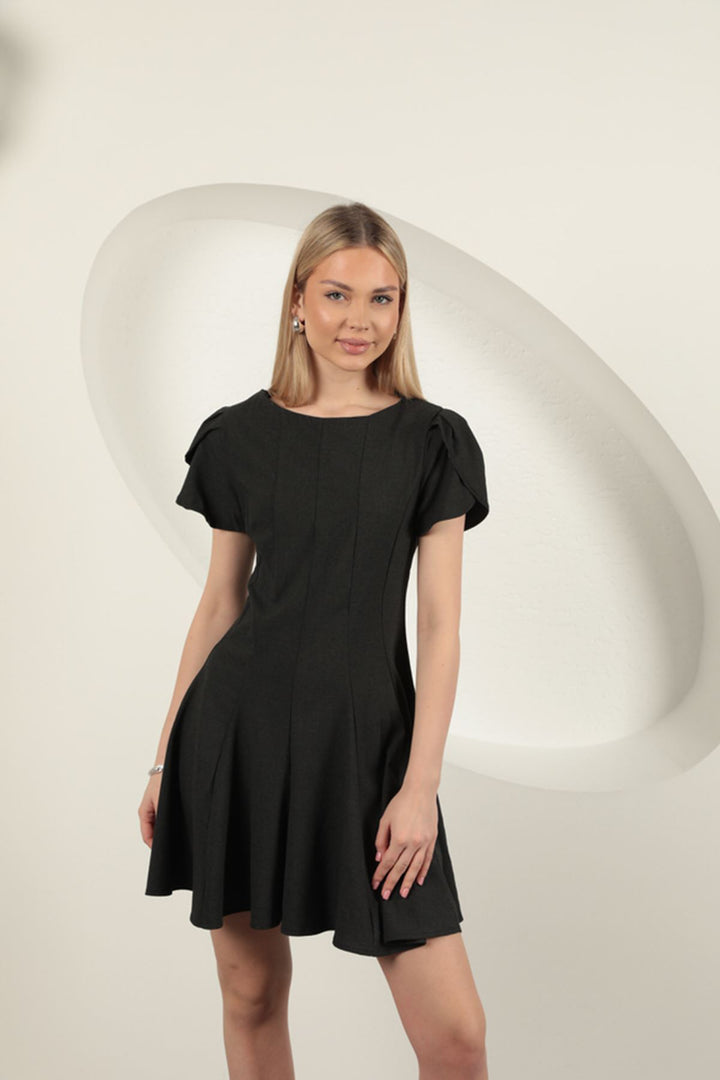 KKT Polyviscon Fabric Mini Dress-Anthracite - Mechelen
