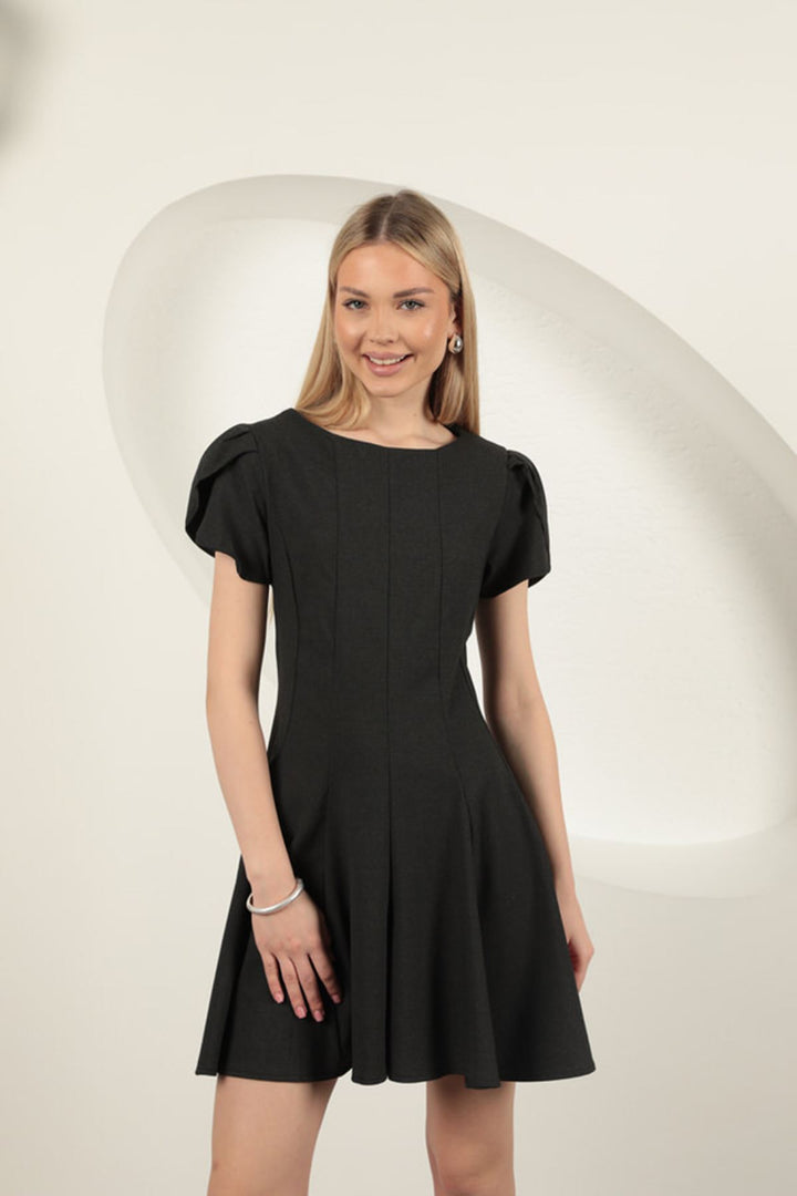 KKT Polyviscon Fabric Mini Dress-Anthracite - Mechelen