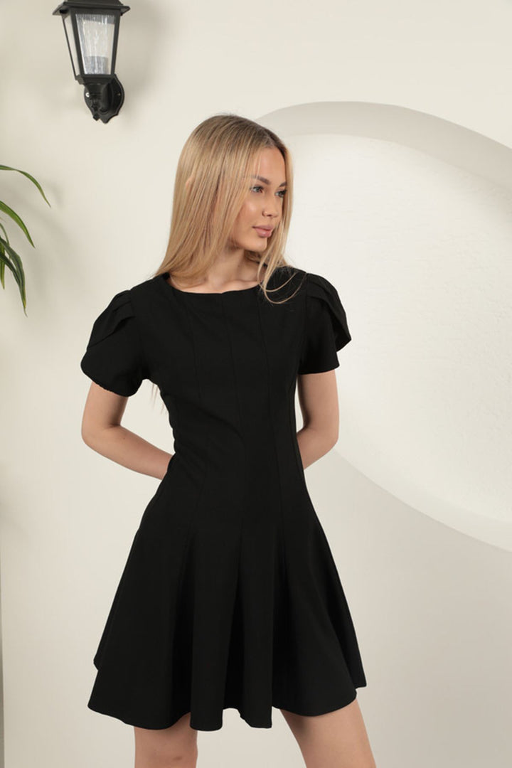 KKT Polyviscon Fabric Mini Dress-Black - Recklinghausen