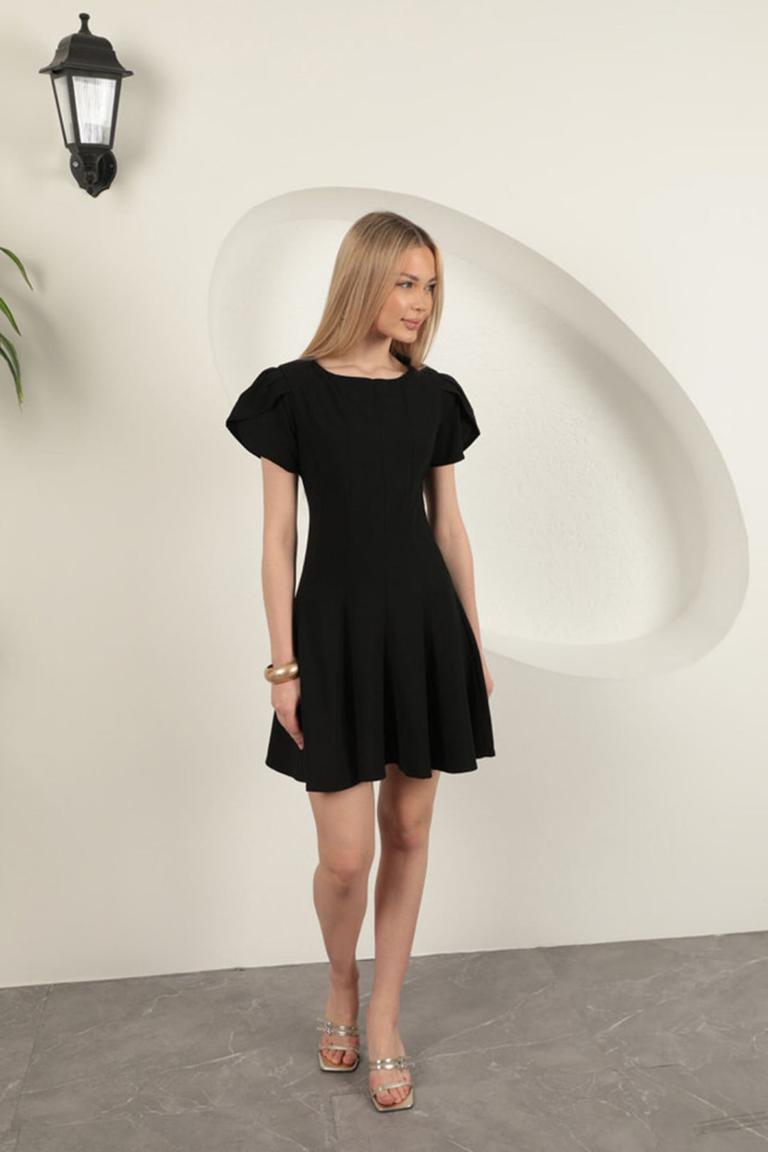 KKT Polyviscon Fabric Mini Dress-Black - Recklinghausen