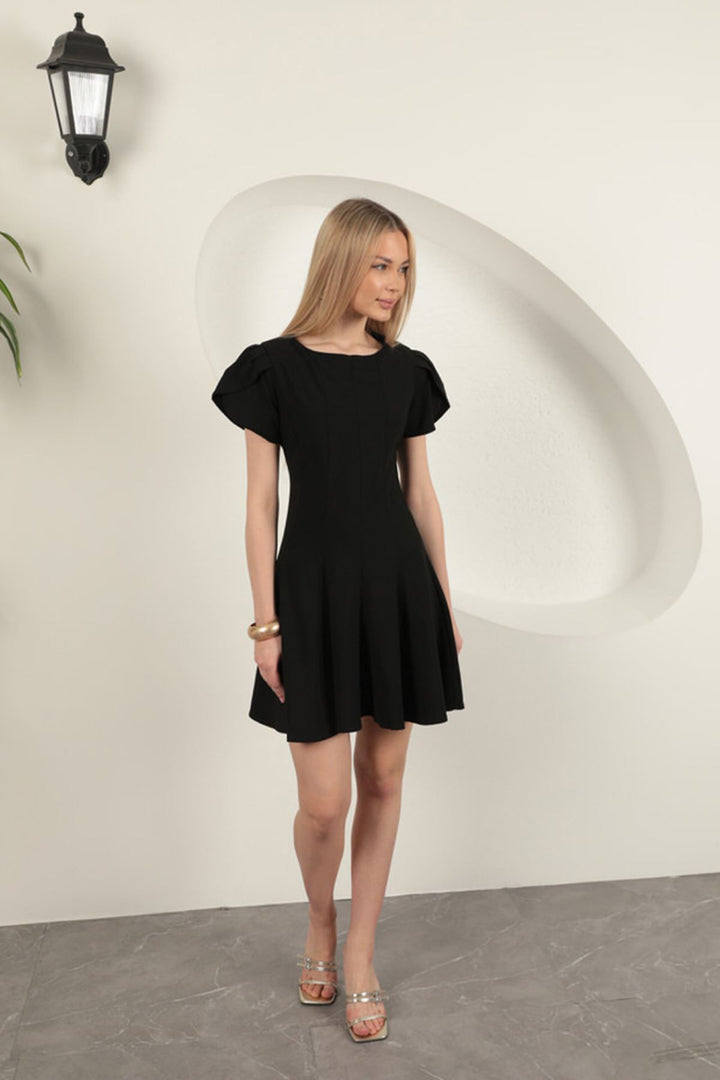 KKT Polyviscon Fabric Mini Dress-Black - Recklinghausen