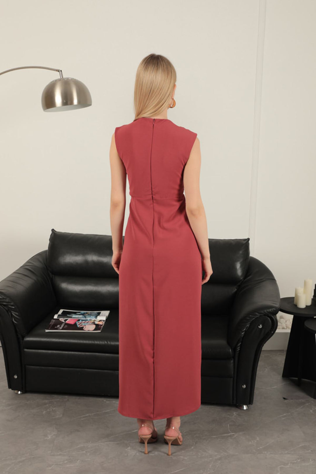 KKT Waist Detailed Buckle Dress-Dry Rose - Vestavia Hills