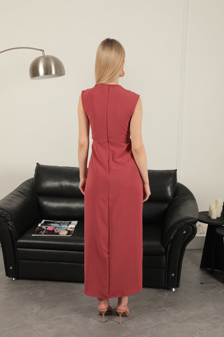 KKT Waist Detailed Buckle Dress-Dry Rose - Vestavia Hills