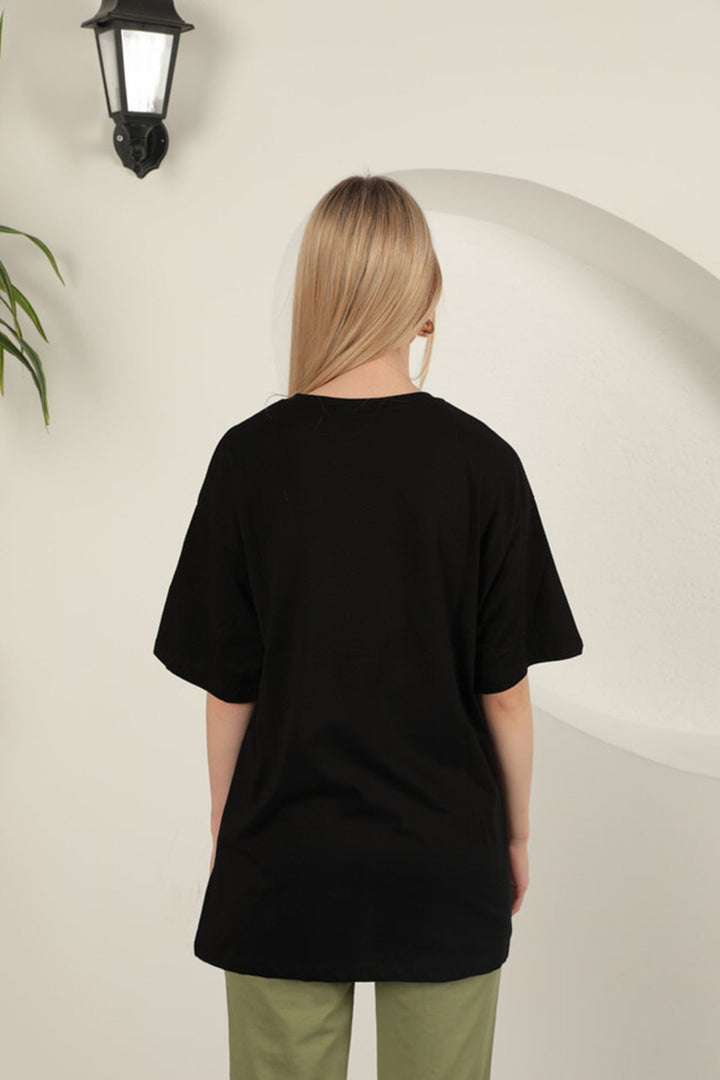 KKT Stone Printed Women's T-Shirt-Black - Enerhodar