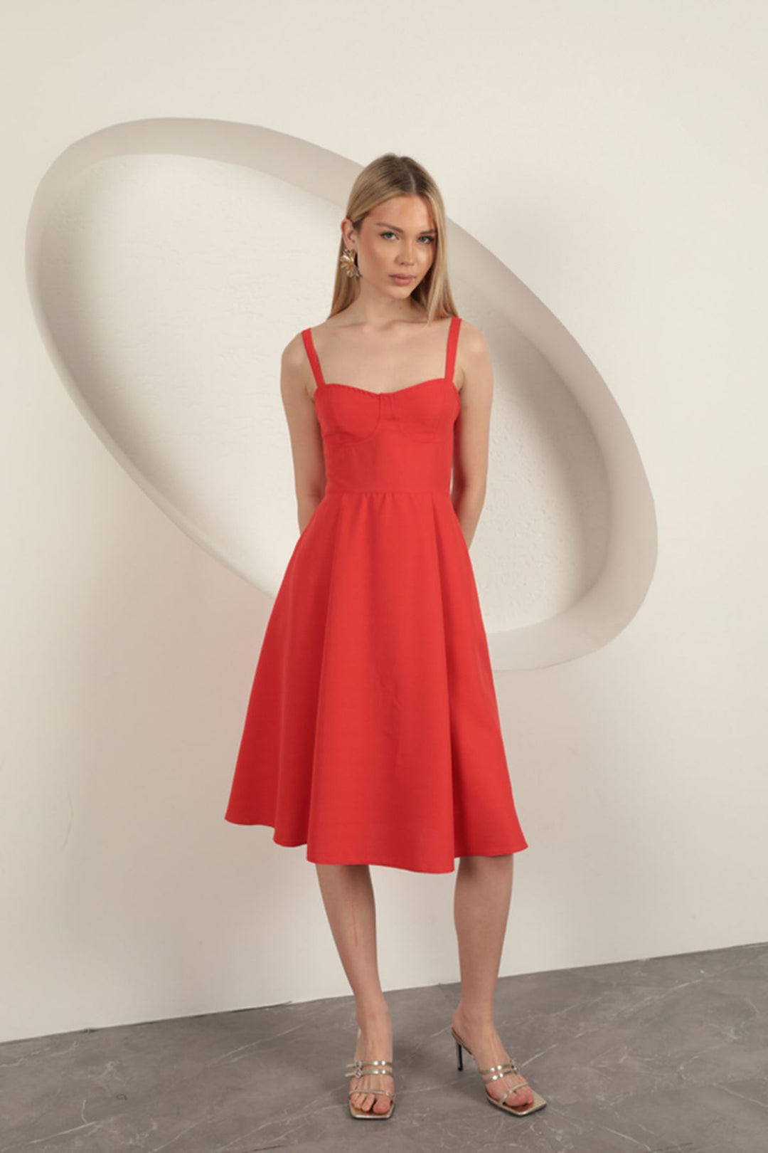 KKT Strappy Midi Dress-Red - Zhytomyr