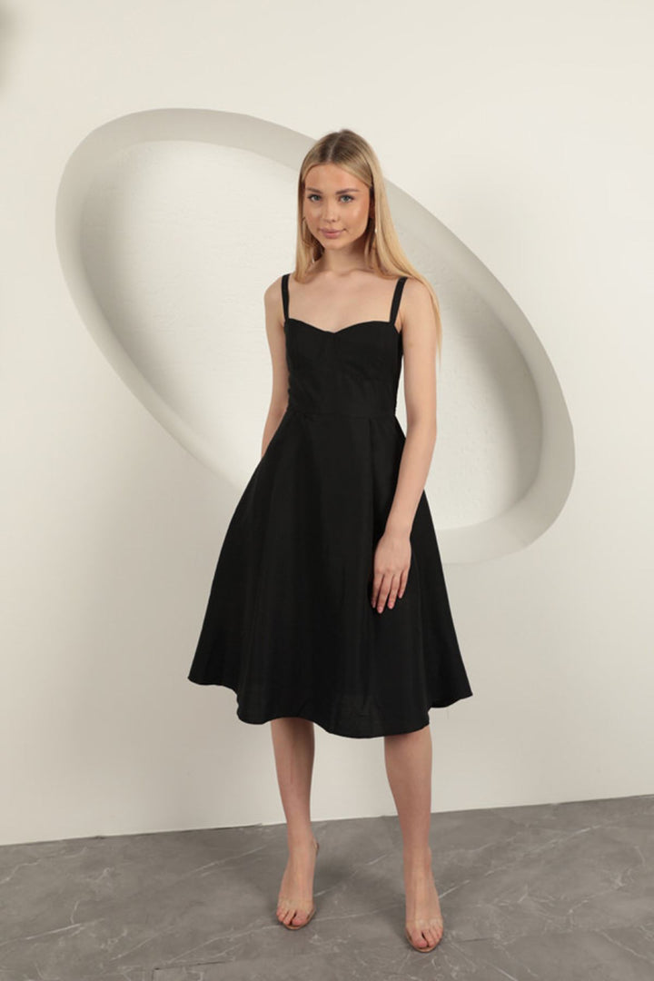 KKT Strappy Midi Dress-Black - Acambay