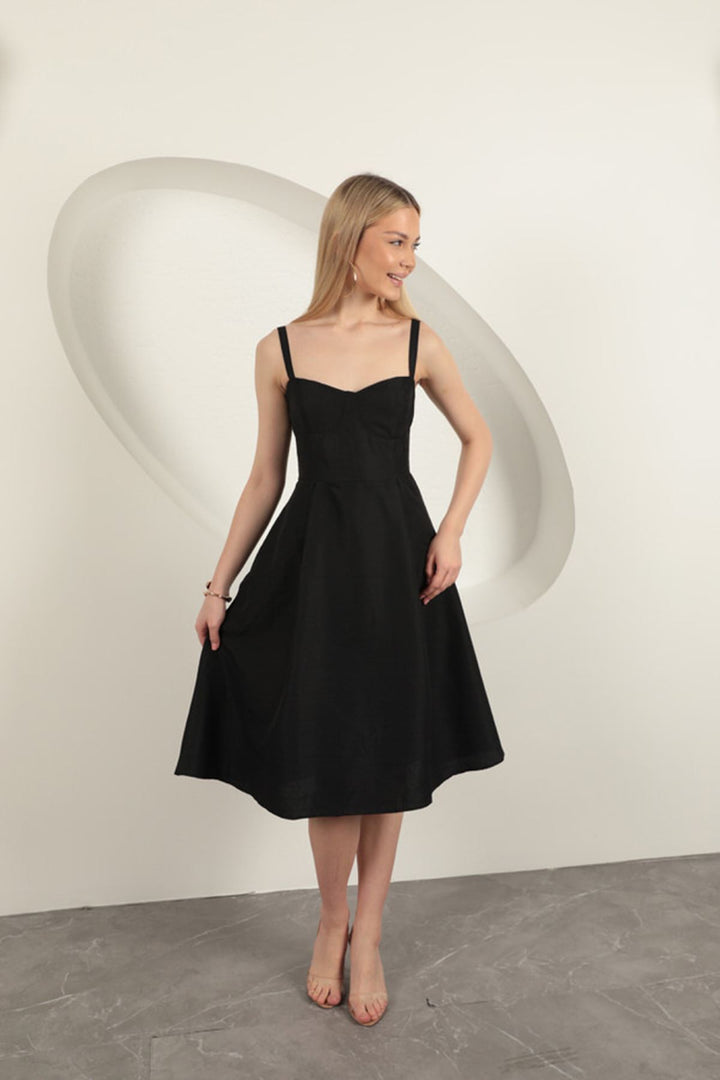 KKT Strappy Midi Dress-Black - Acambay
