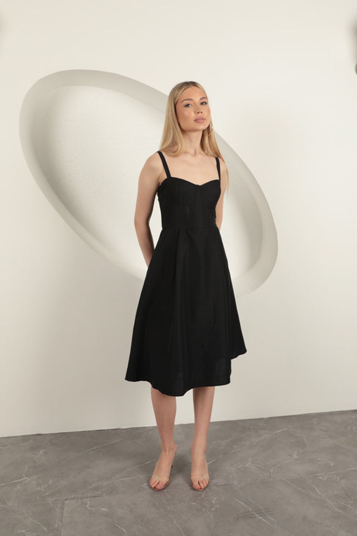 KKT Strappy Midi Dress-Black - Acambay