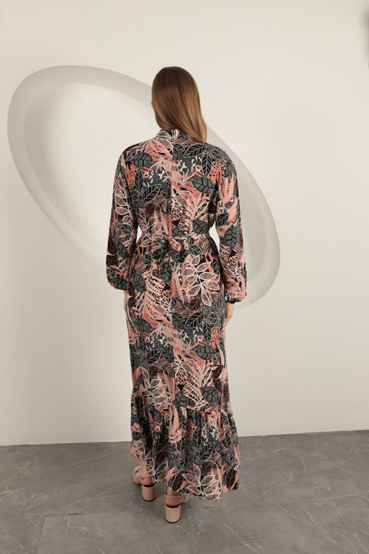 KKT Viscose Fabric Leaf Patterned Dress-Pink - Santa María Huatulco