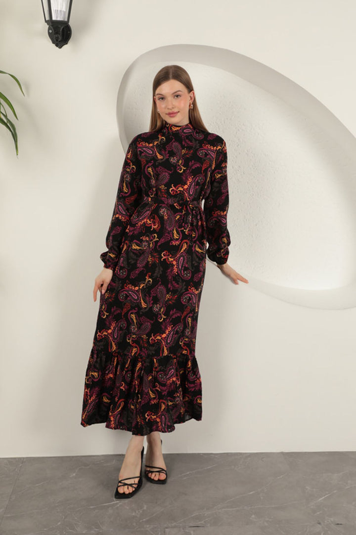 KKT Viscose Fabric Shawl Patterned Dress-Fuchsia - Glasgow