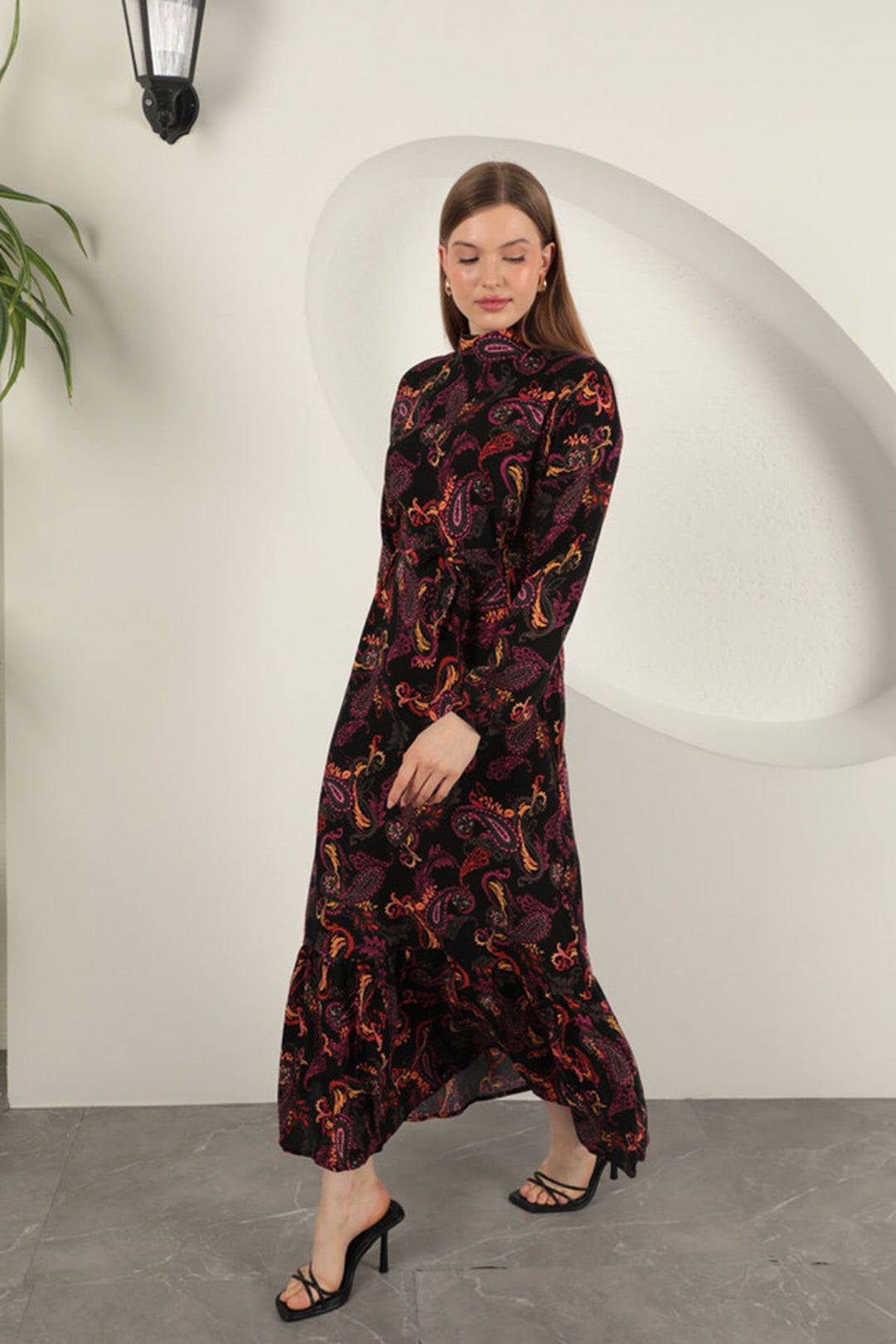 KKT Viscose Fabric Shawl Patterned Dress-Fuchsia - Glasgow