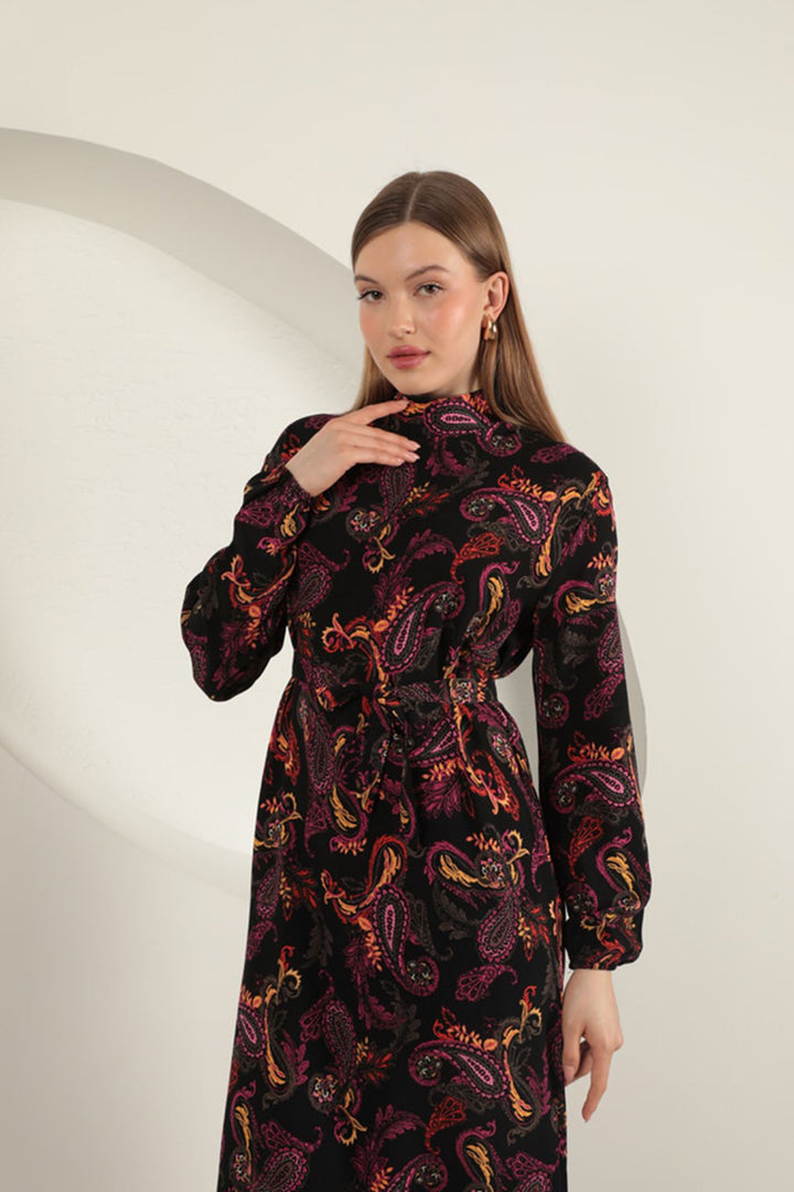 KKT Viscose Fabric Shawl Patterned Dress-Fuchsia - Glasgow