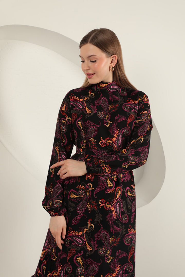 KKT Viscose Fabric Shawl Patterned Dress-Fuchsia - Glasgow