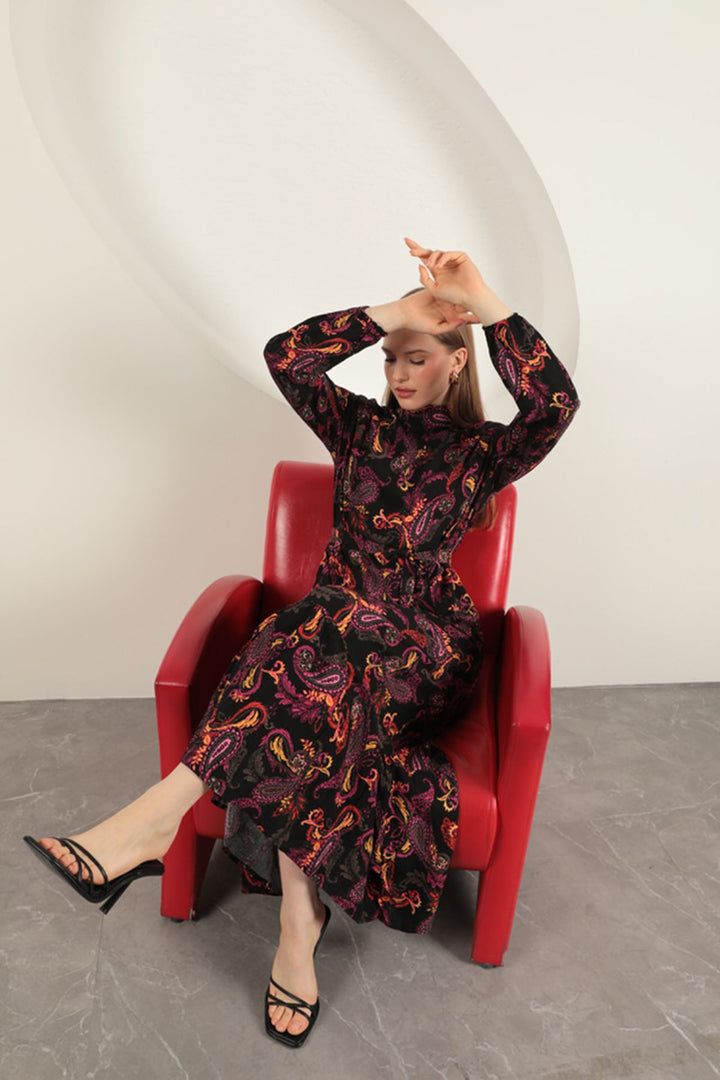 KKT Viscose Fabric Shawl Patterned Dress-Fuchsia - Glasgow