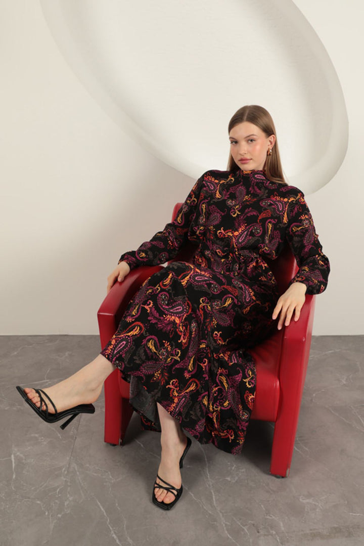 KKT Viscose Fabric Shawl Patterned Dress-Fuchsia - Glasgow