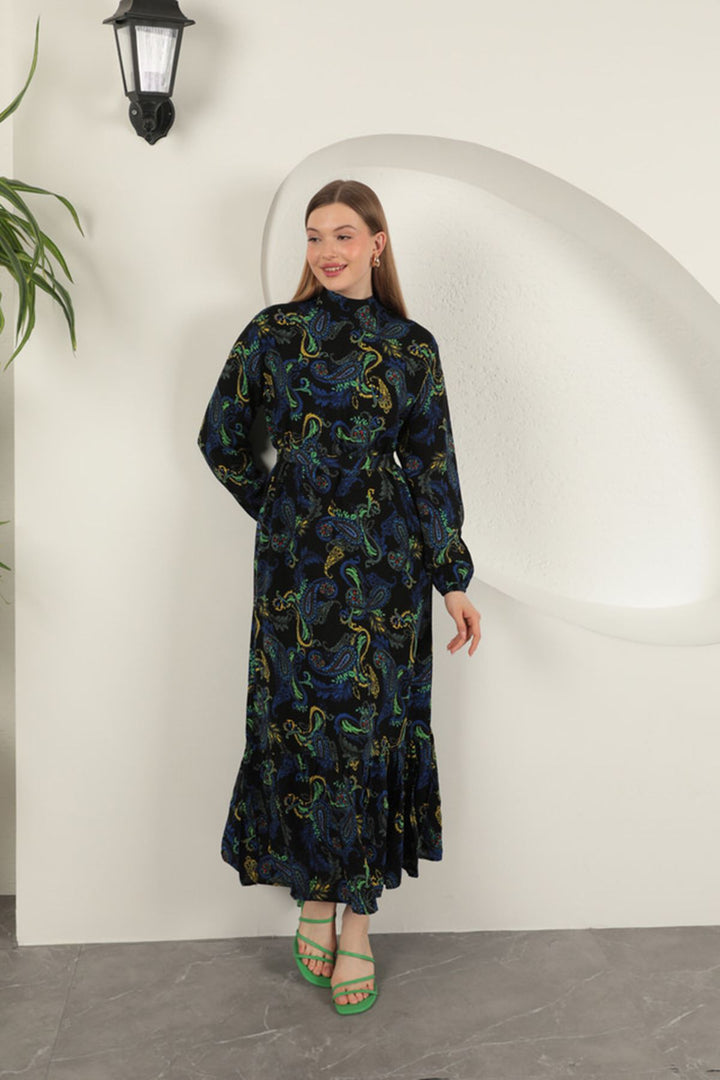 KKT Viscose Fabric Shawl Patterned Dress-Sax - Sindelfingen