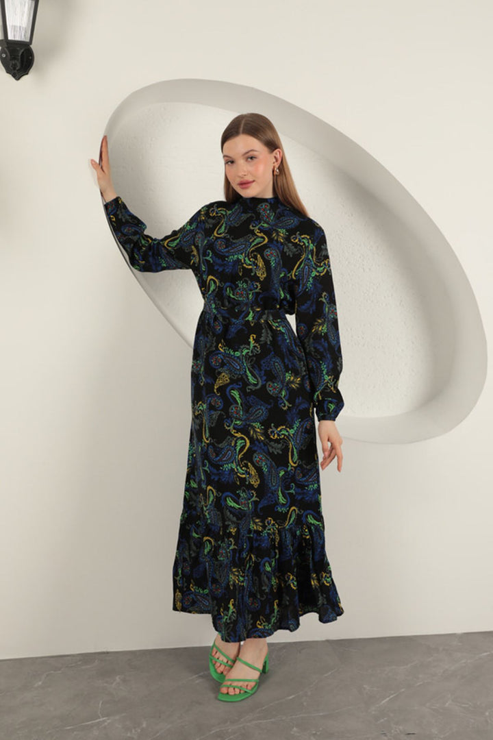 KKT Viscose Fabric Shawl Patterned Dress-Sax - Sindelfingen