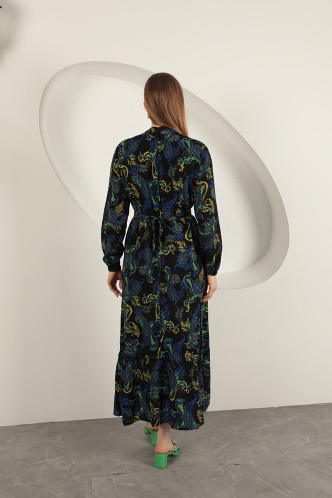 KKT Viscose Fabric Shawl Patterned Dress-Sax - Sindelfingen