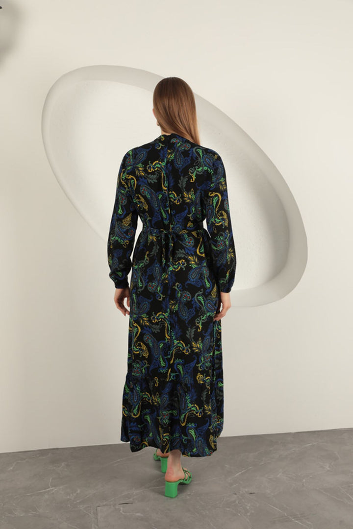 KKT Viscose Fabric Shawl Patterned Dress-Sax - Sindelfingen