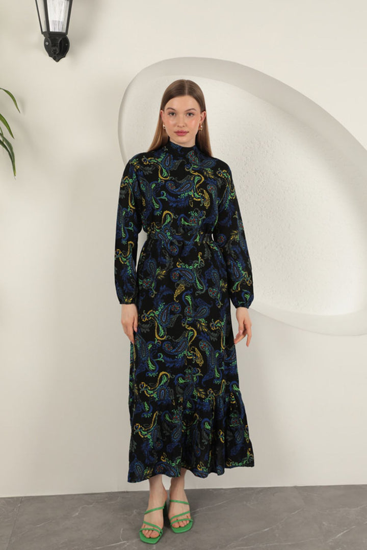 KKT Viscose Fabric Shawl Patterned Dress-Sax - Sindelfingen