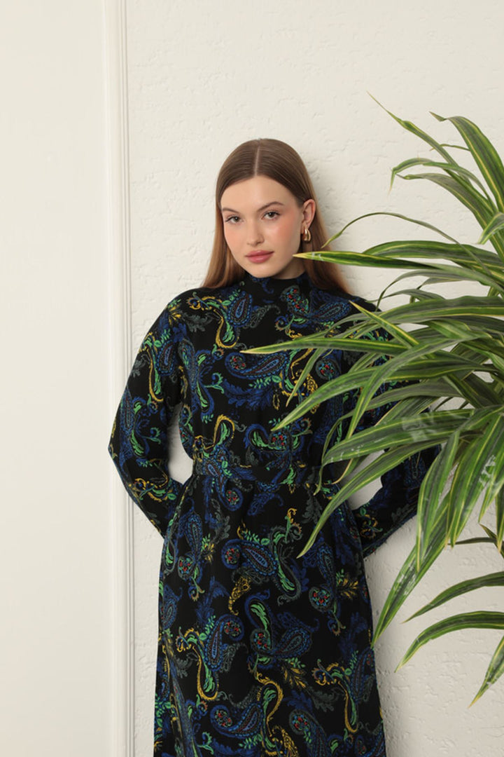 KKT Viscose Fabric Shawl Patterned Dress-Sax - Sindelfingen