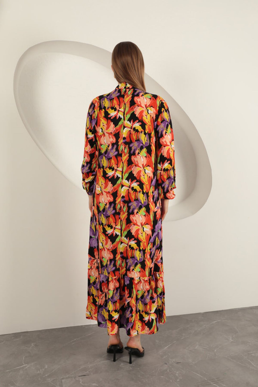 KKT Viscose Fabric Patterned Dress-Orange - Schiedam