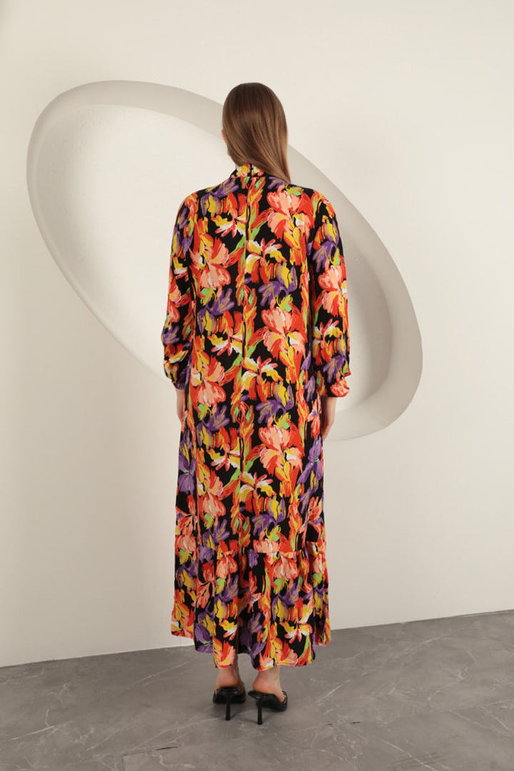 KKT Viscose Fabric Patterned Dress-Orange - Schiedam