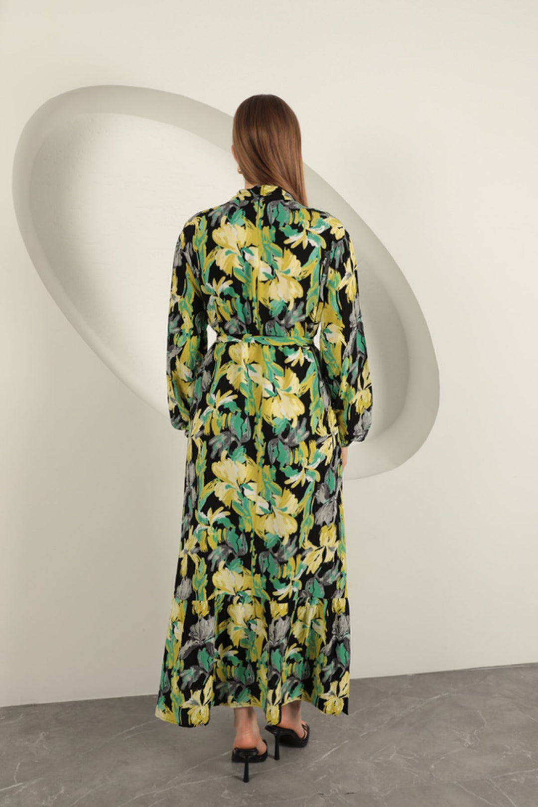 KKT Viscose Fabric Patterned Dress-Green - Palmela