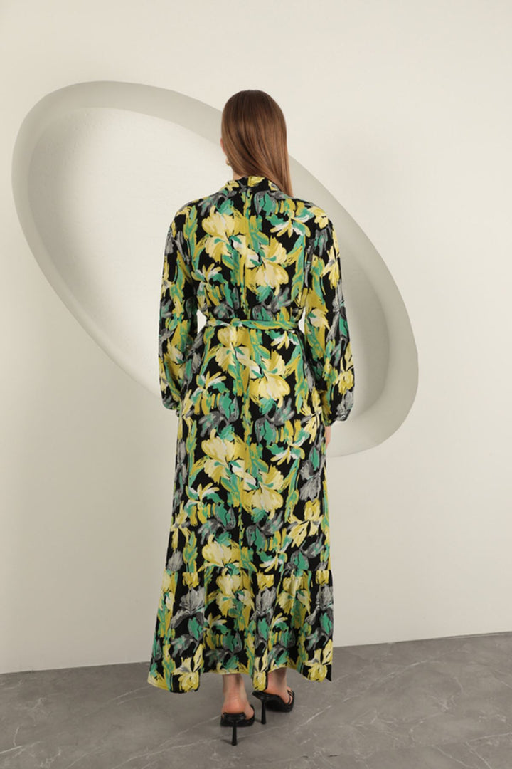 KKT Viscose Fabric Patterned Dress-Green - Palmela